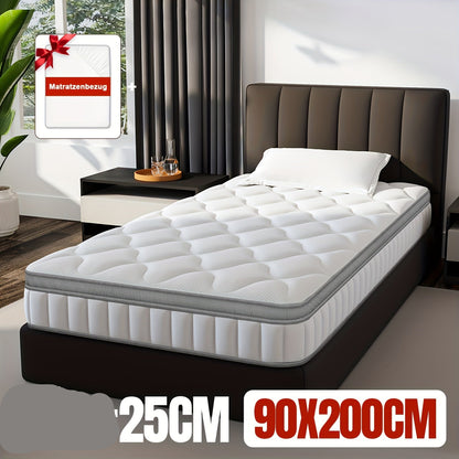 Matras – Pocketveringmatras – Binnenveringsmatras – 7-Zones Matras – Eenpersoonsmatras – 90x200 cm – 22 cm Hoog – Hypoallergeen – Medium Stevig