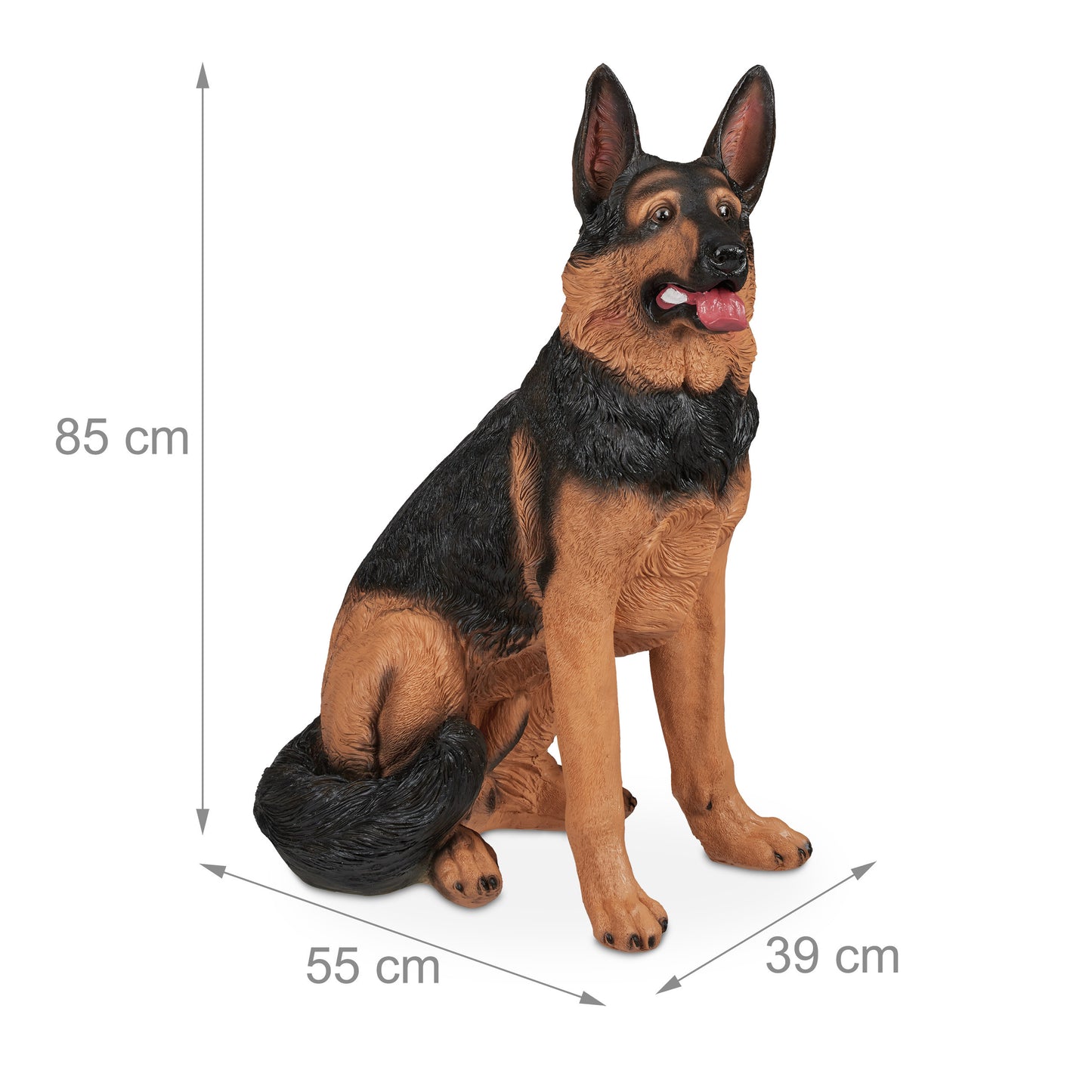Hondbeeldje – Hondenbeeld – Hondenfiguur – Hondenstandbeeld – Duitse Herder Beeld – Weerbestendig Polyresin – Realistisch Design 85 cm Hoog