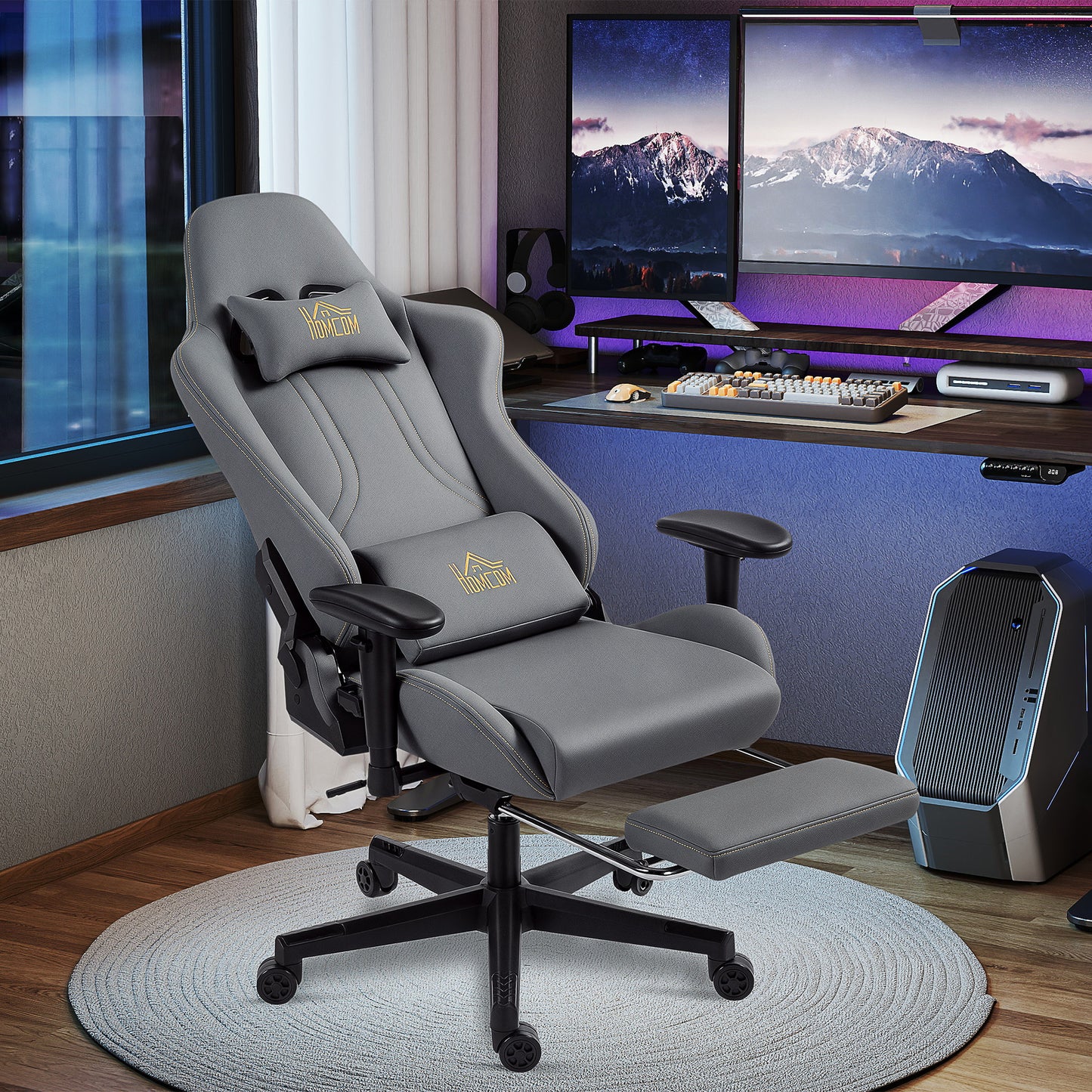 Gamingstoel – Gamestoel – Bureaustoel – Gaming Chair – Ergonomische Stoel – 3D Verstelbare Armleuningen – Verstelbare Lendensteun – 360° Draaibaar – Donkergrijs