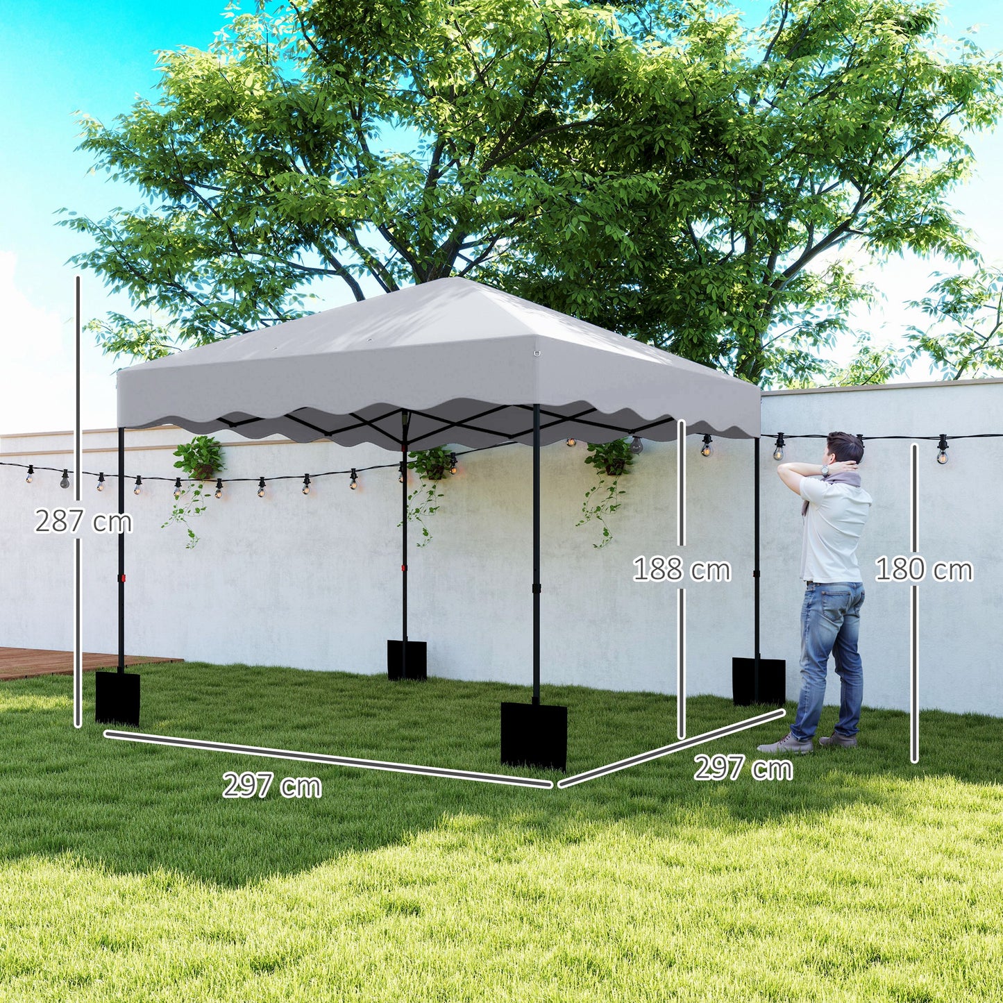 Partytent – Paviljoen – Feesttent – Tuinent – Vouwtent – 3x3 Meter – Waterdicht Oxford Stof Met UPF50+ UV-Bescherming