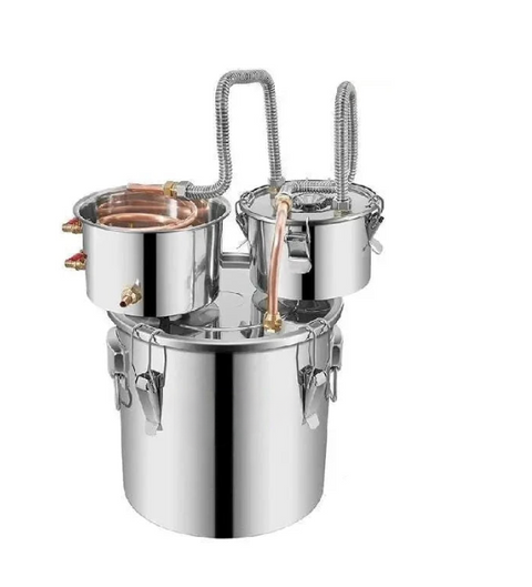 Alcohol distillateur - Distilleerketel voor Alcohol - 30L - Destilleerapparaat Etherische Olie - Maak zelf Bier, Wijn of Sterke Drank - Fermentatie set - Zilver