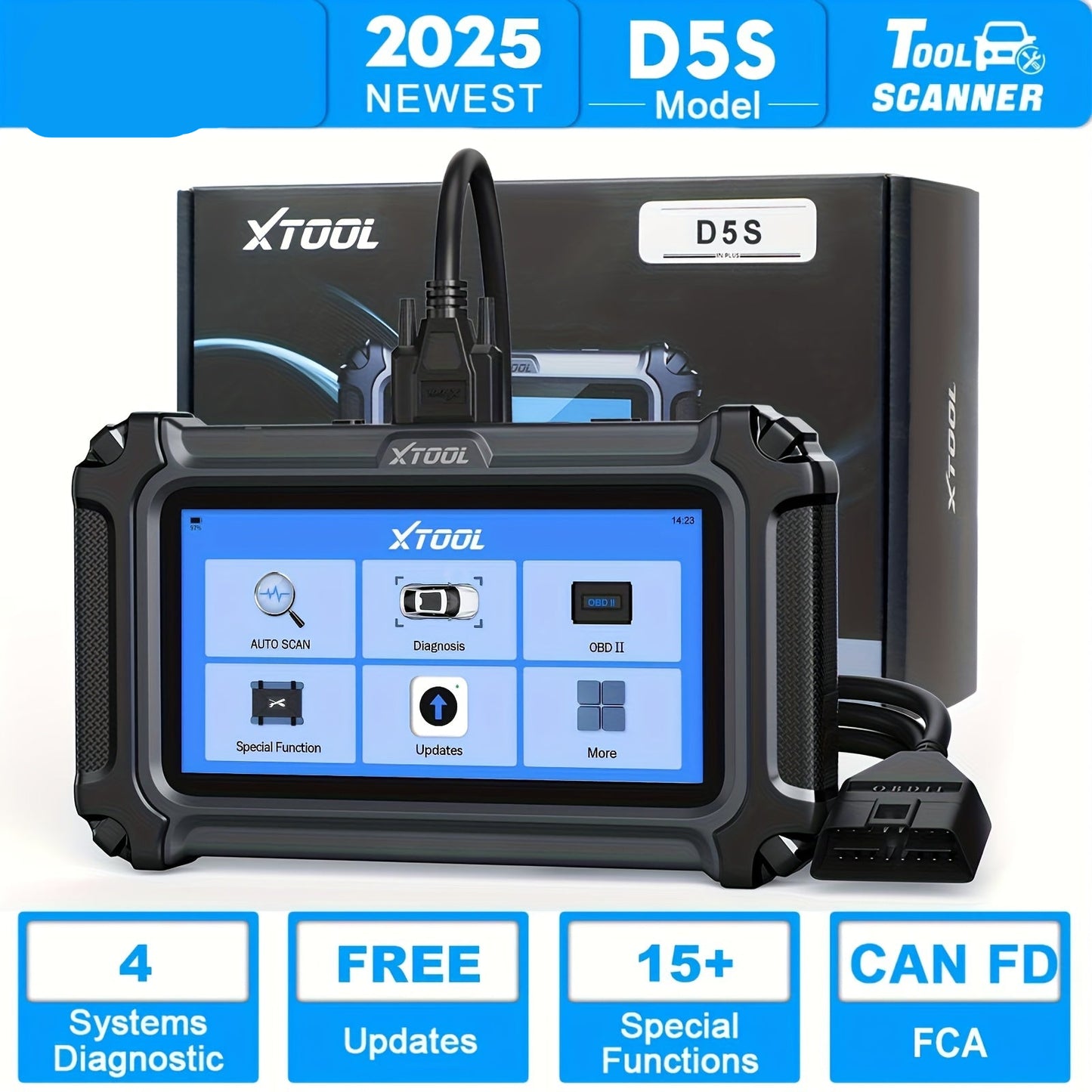 OBD2 Codelezer – Auto Diagnosetool – Foutcode Scanner – Motor Scanner – ABS & Airbag Scanner – Compact & Draagbaar – 15+ Resetfuncties met Wi-Fi Updates