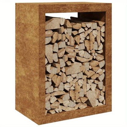 60x40x80cm Weather-Resistant Steel Firewood Rack - Multi-Purpose Outdoor Storage Shelf with Open Design, Ideal for Patio, Garden, and Home Use, Garden Storage Solution|Modern Aesthetic|Durable Construction, Firewood Storage O