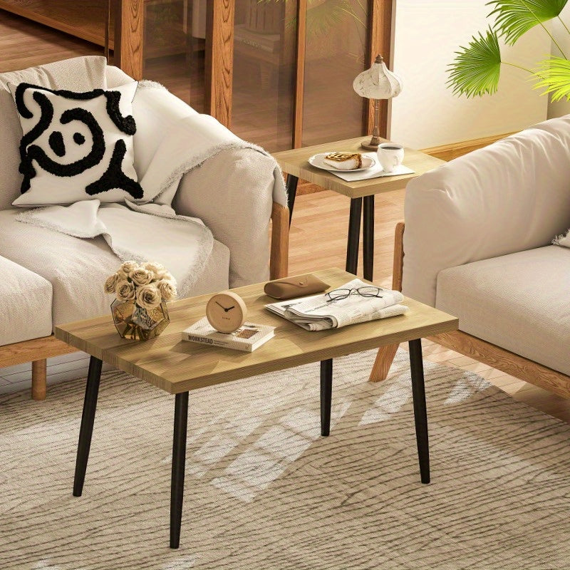 Salontafel – Koffietafel – Woonkamertafel – Bijzettafel – Tafeltje – Set van 2 – Robuust Stalen Frame – Vintage Design
