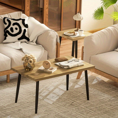 Salontafel – Koffietafel – Woonkamertafel – Bijzettafel – Tafeltje – Set van 2 – Robuust Stalen Frame – Vintage Design