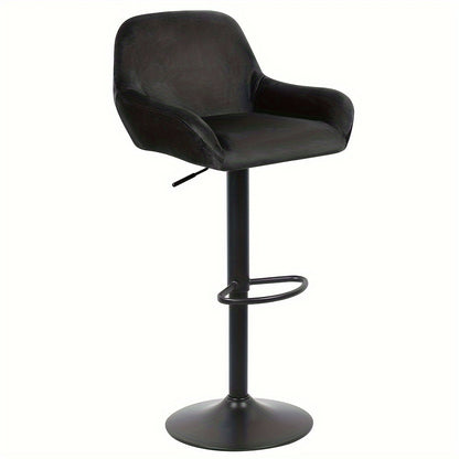 Barstoelen Set 2 – Barkrukken – Hoge Stoelen – Keukenstoelen – Draaibare Krukken – Modern Design – Fluwelen Bekleding – 360° Swivel – Zwarte Metalen Poten – Verstelbare Hoogte 86-106 cm