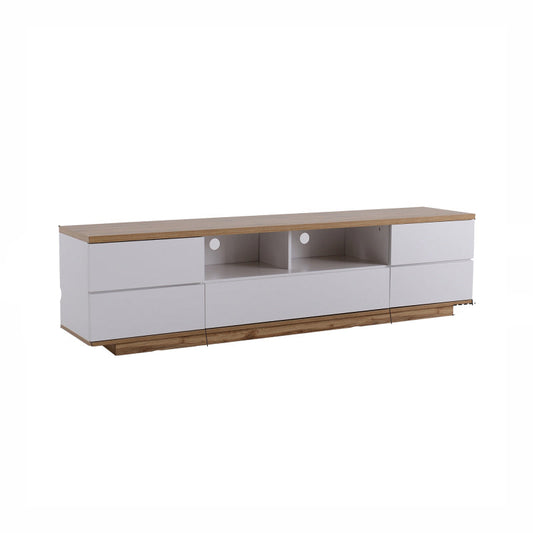 TV-meubel – Entertainmentmeubel – Woonkamermeubel – Opbergkast – TV-kast – Modern Design – Duurzaam MDF 180 cm Wit Met Houtstructuur