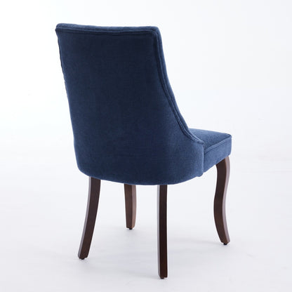 Eetkamerstoel – Stoel – Kuipstoel – Zithoekstoel – Meubel – Donkerblauw Chenille Stoffen Bekleding – Massief Houten Poten – Verstelbare Hoogte – 127 KG Draagvermogen – Hoog Comfort – Moderne Stijl