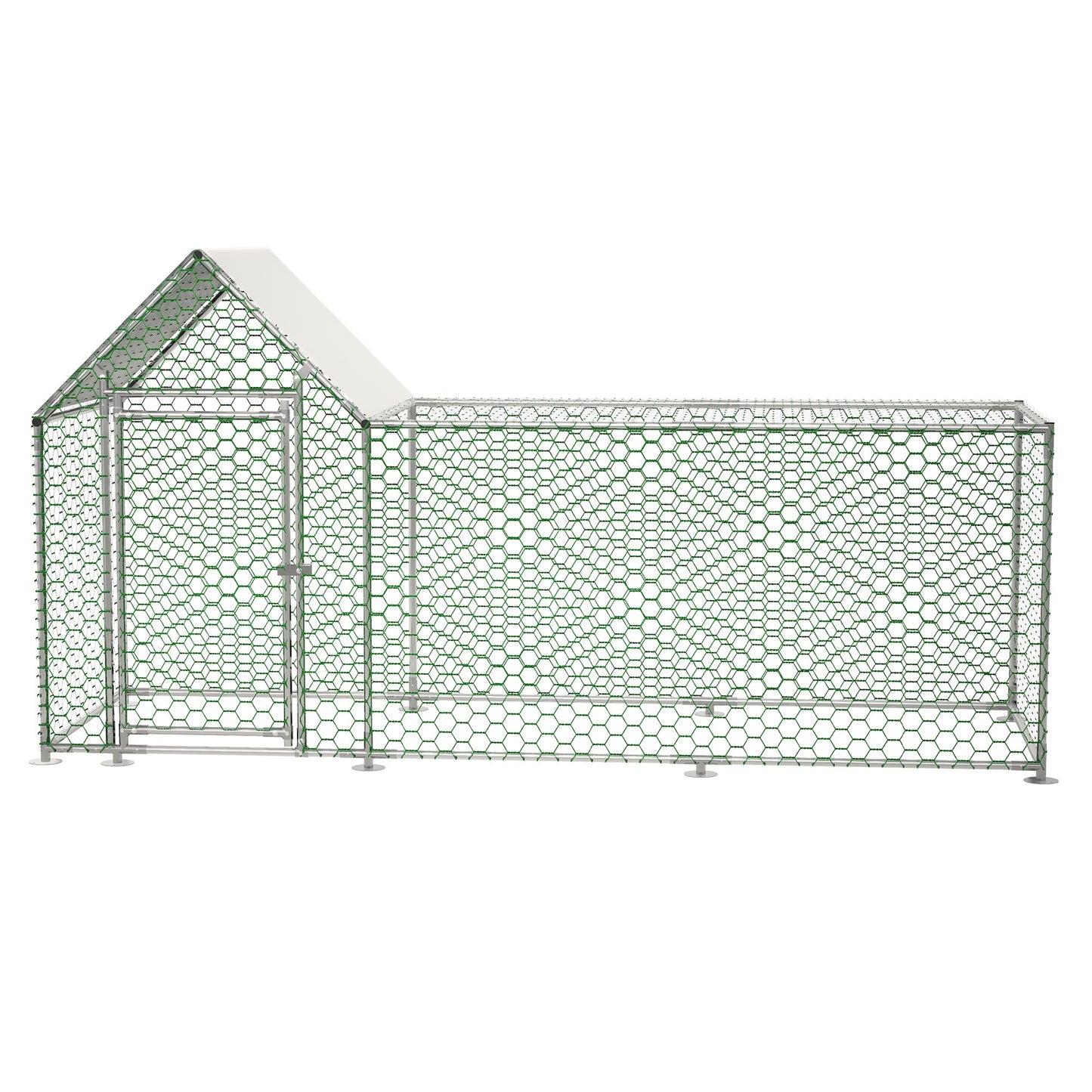 Metalen Omheining Kip – Ren, Hek, Kippenren, Buitenren – Zilverkleurig – 3x1x1,5 Meter – UV-Bestendig Coating – Versterkt Slot