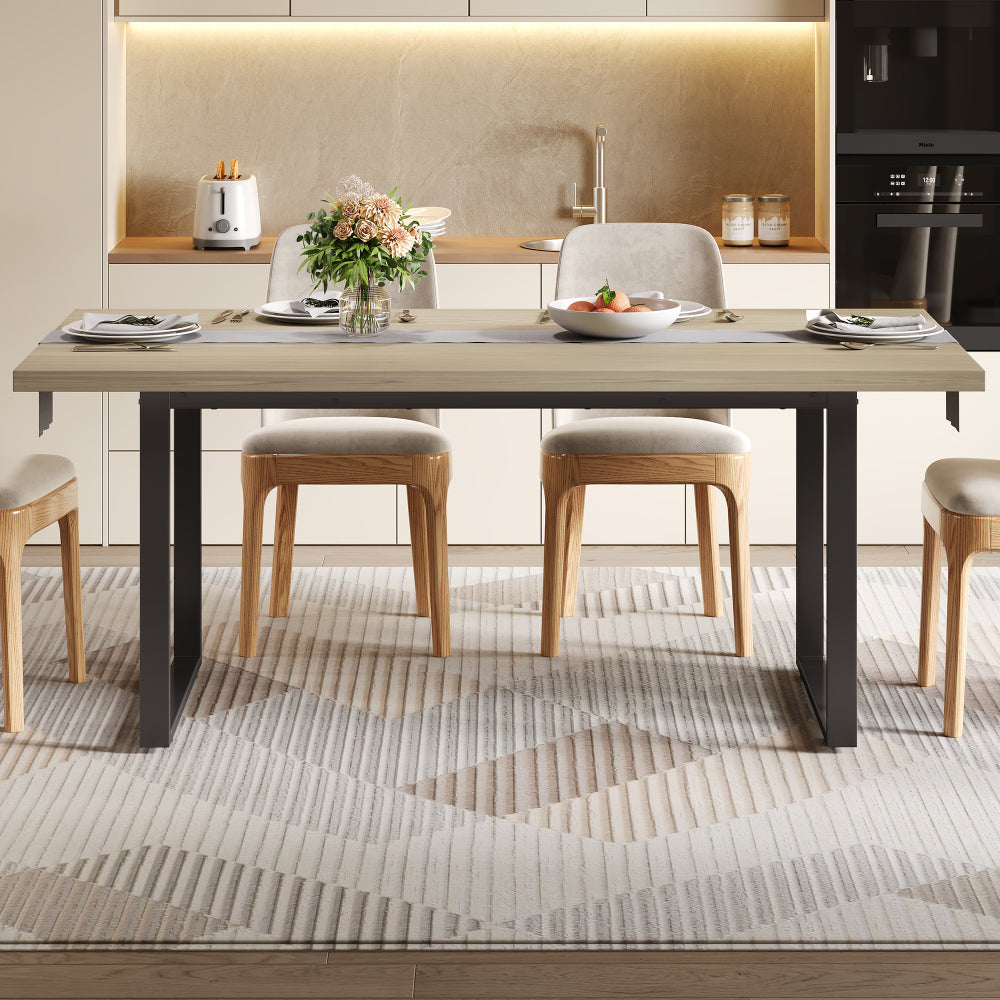 Industriële Eettafel – Robuuste Tafel – Family Dining – Horeca Tafel – Rustieke Eettafel – Natuurlijk Kleur – 160×80 cm – Stevig Metalen Frame – Geschikt Voor 6-8 Personen