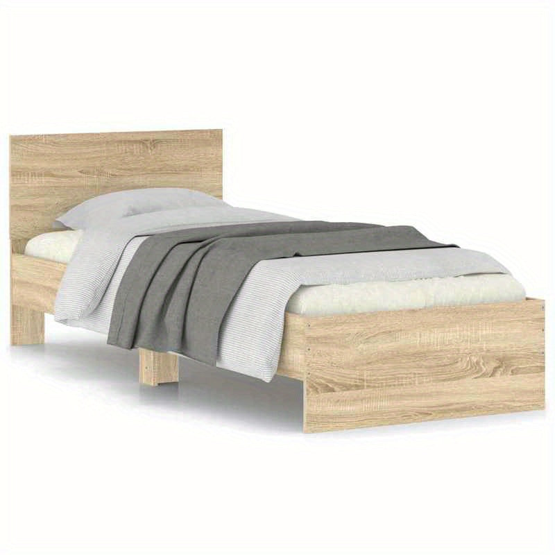 Bedframe – Eenpersoonsbed – Houten Bed – Slaapkamermeubel – Bedombouw – Sonoma Eik – 90x190 cm – Eenvoudige Montage
