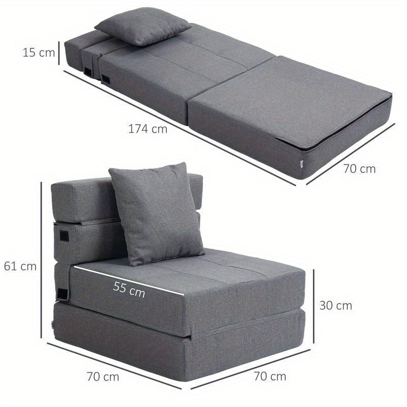 Relaxfauteuil – Slaapstoel – Loungestoel – Zetel – Fauteuil – Multifunctioneel – Donkergrijs – Foamgepolsterd – Afneembare Hoes