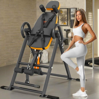 Inversietafel – Zwaartekrachttrainer – Rugtrainer – Inversiebank – Opklapbare Fitnessbank – Verstelbare Hellingshoek – Met Veiligheidsriemen – Duurzaam Metalen Frame