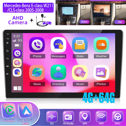 Android 15 Autoradio – Car Stereo – Multimedia Speler – Navigatiesysteem – Double Din – 9 Inch HD Touchscreen – Draadloze CarPlay & Android Auto – Achteruitrijcamera Met Microfoon