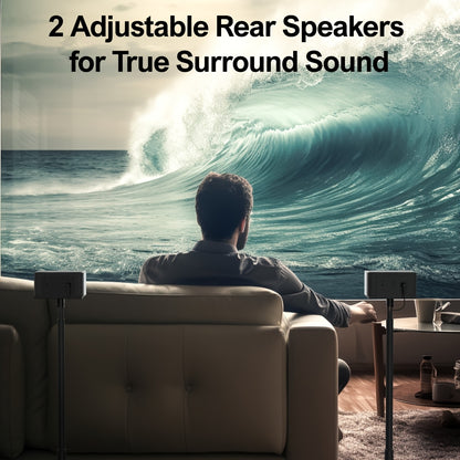 5.1 Surround Sound Systeem – Home Theater Speaker Set – Soundbar – Draadloze Subwoofer – Achterluidsprekers – BassMX Basversterking – SurroundX Technologie – 320W Krachtig Geluid – Zwart Modern Design