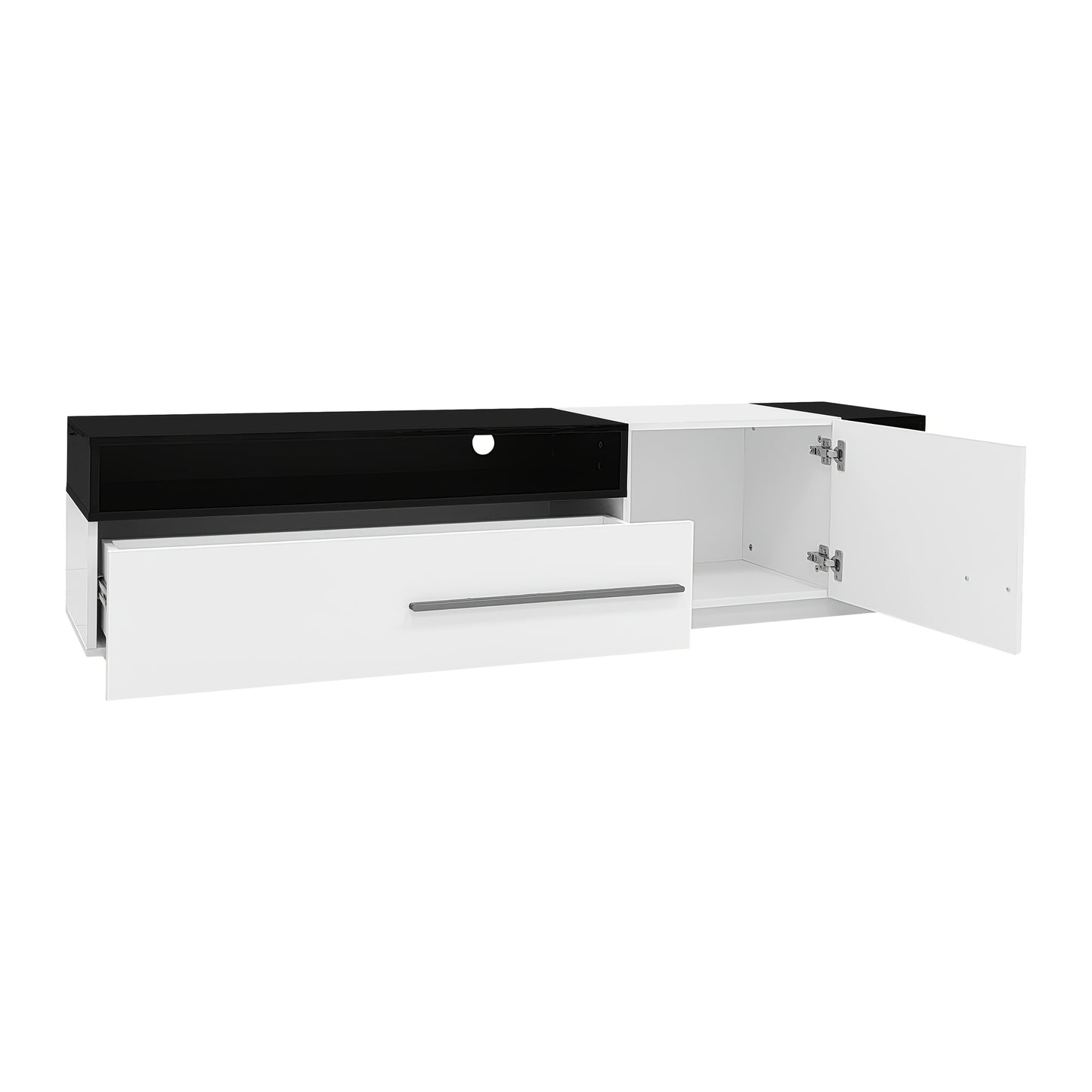 TV-Meubel – TV Dressoir – TV Kast – TV Meubel – Lowboard – Hoogglans – 170 cm – Geschikt Voor TV’s Tot 70 Inch – Met Lade, Deur En Open Vak