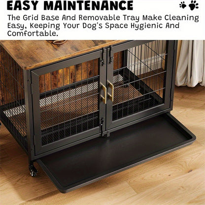 Hondenbench – Bench – Hondenkooi – Hondenhok – Transportbench – 95,25 cm – Met Wieltjes – Uitneembare Tray – Voor Kleine en Middelgrote Honden Tot 29,94 kg