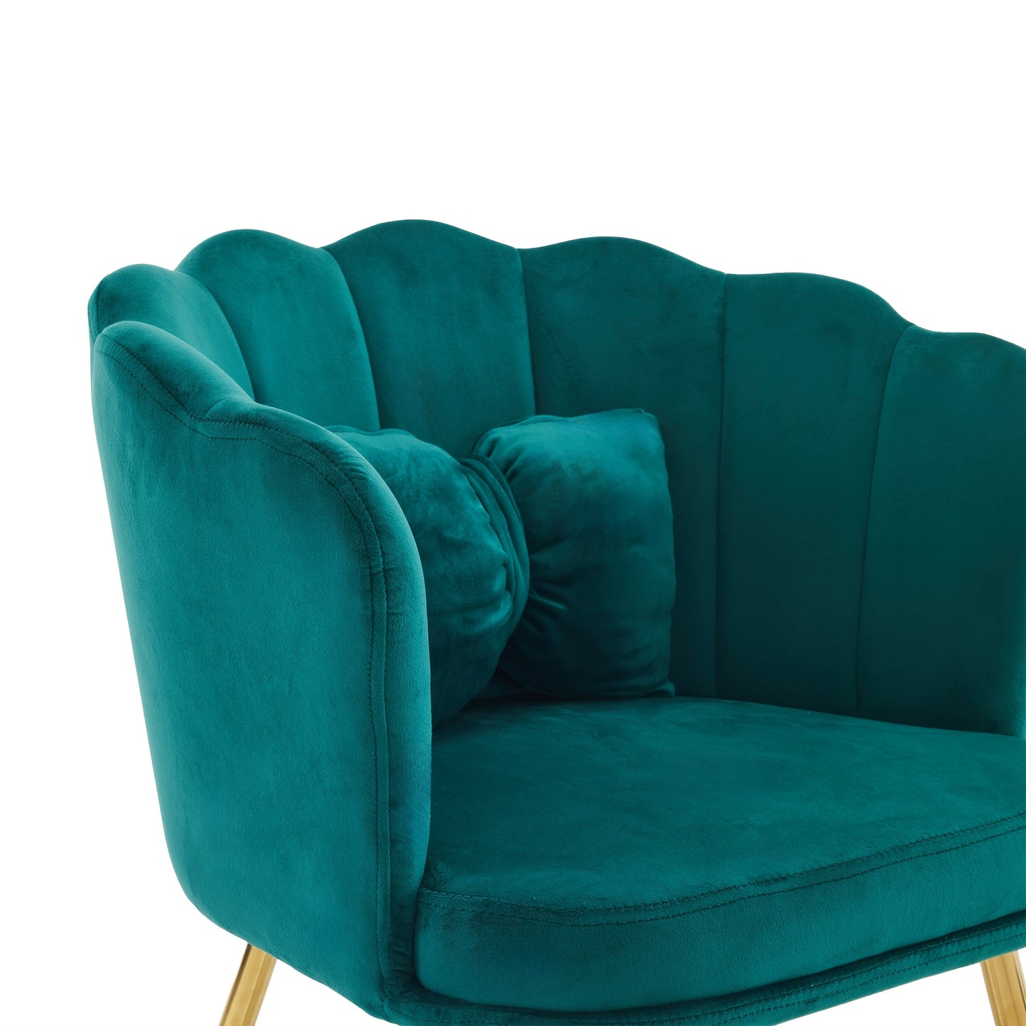 Velvet Fauteuil – Fluwelen Stoel – Lounge Chair – Design Fauteuil – Accentstoel – Luxe Blauw – Goud Metalen Poten – Bloemvormige Rugleuning – Comfortabel Gepolsterd Zitkussen
