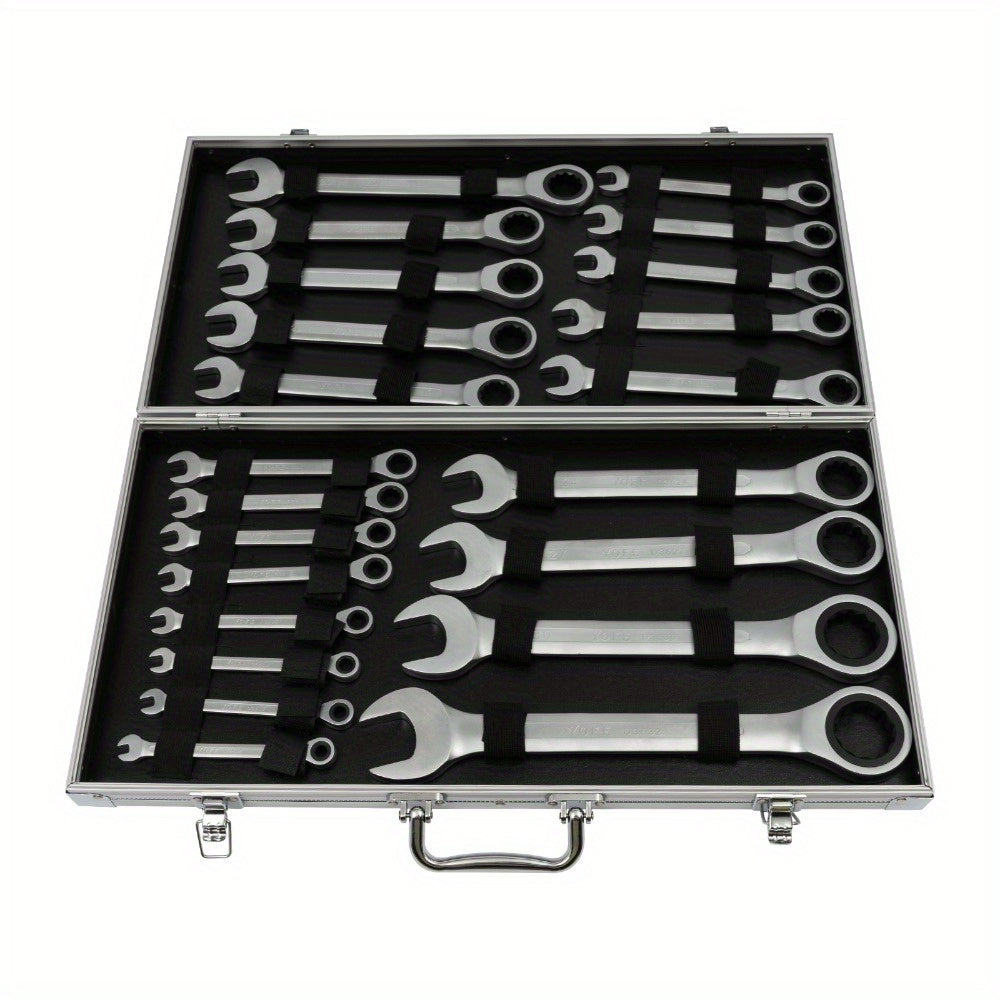 Ratel Ringsleutelset – Ratelring Wrenchset – Ringsleutel Set – Ratelringsleutel – Sleutelset – 22-delig – Chroom-Vanadium Staal – 6-32mm