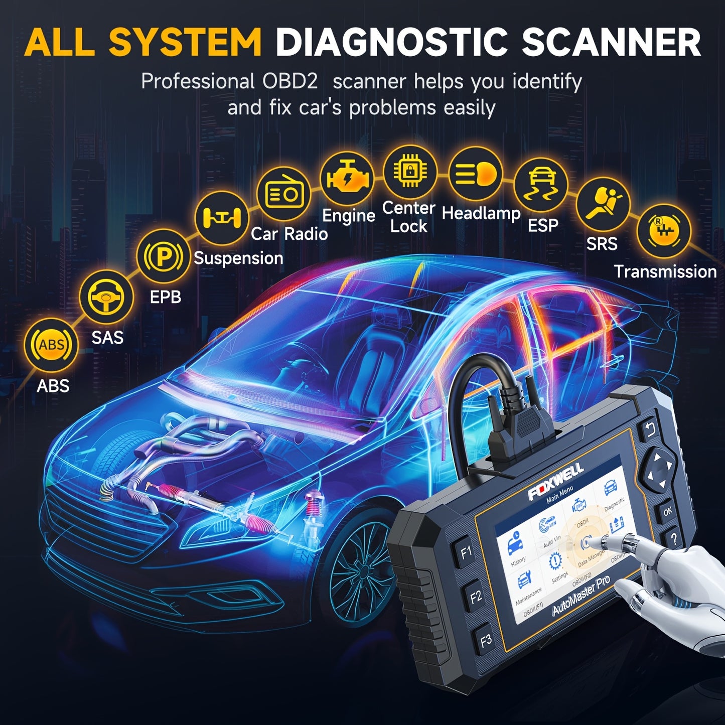 OBD2 Scanner – Auto Diagnosetool – Code Reader – Foutcode Uitlezer – Diagnose Scanner – 8 Resetfuncties – Levenslang Gratis Updates