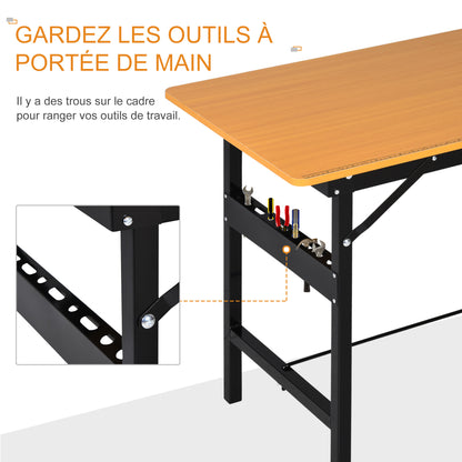 Werkbank – Klusbaantje – Werktafel – Opvouwbare Werkbank – Montagebank – Inklapbaar en Draagbaar – MDF Werkblad 100x60x75,5 cm Geel/Zwart