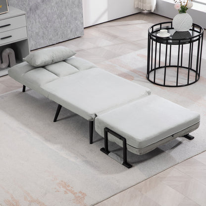 Bedbank – Slaapstoel – Slaapbank – Fauteuil – Logeerbed – Verstelbare Rugleuning 5-standen – Fluweelachtige Bekleding Grijs
