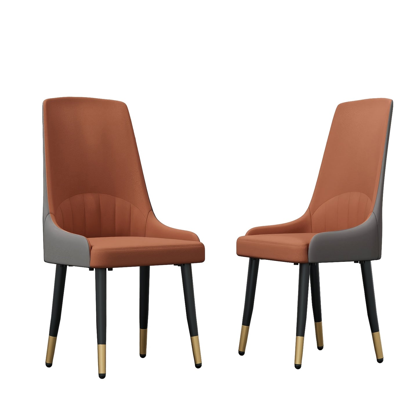 Eetkamerstoelen – Stoelen – Keukenstoelen – Woonkamerstoelen – Zitmeubelen – Set Van 2 Oranje+Grijs – Ergonomische Hoge Rugleuning – Max Belastbaar 150 Kg