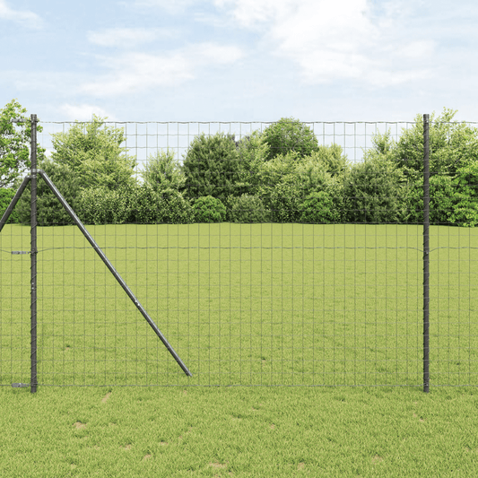 Recinzione Euro 7-Post 1.5x10m - Zincato Grigio Metal Garden Trellis with 7 Horizontal Bars, Sturdy Reinforced Posts for Climbing Plants, Ivy, Roses & Roses - Durable Outdoor Plant Support, Garden Trellis for Climbing Plants,