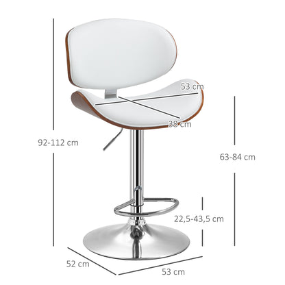 Barkrukken – Barstoelen – Keukenstoelen – Krukken – Barkruk Set Wit – Verstelbare Hoogte – Draaibare Zitting – Hardhouten Frame – Comfortabele Rugleuning