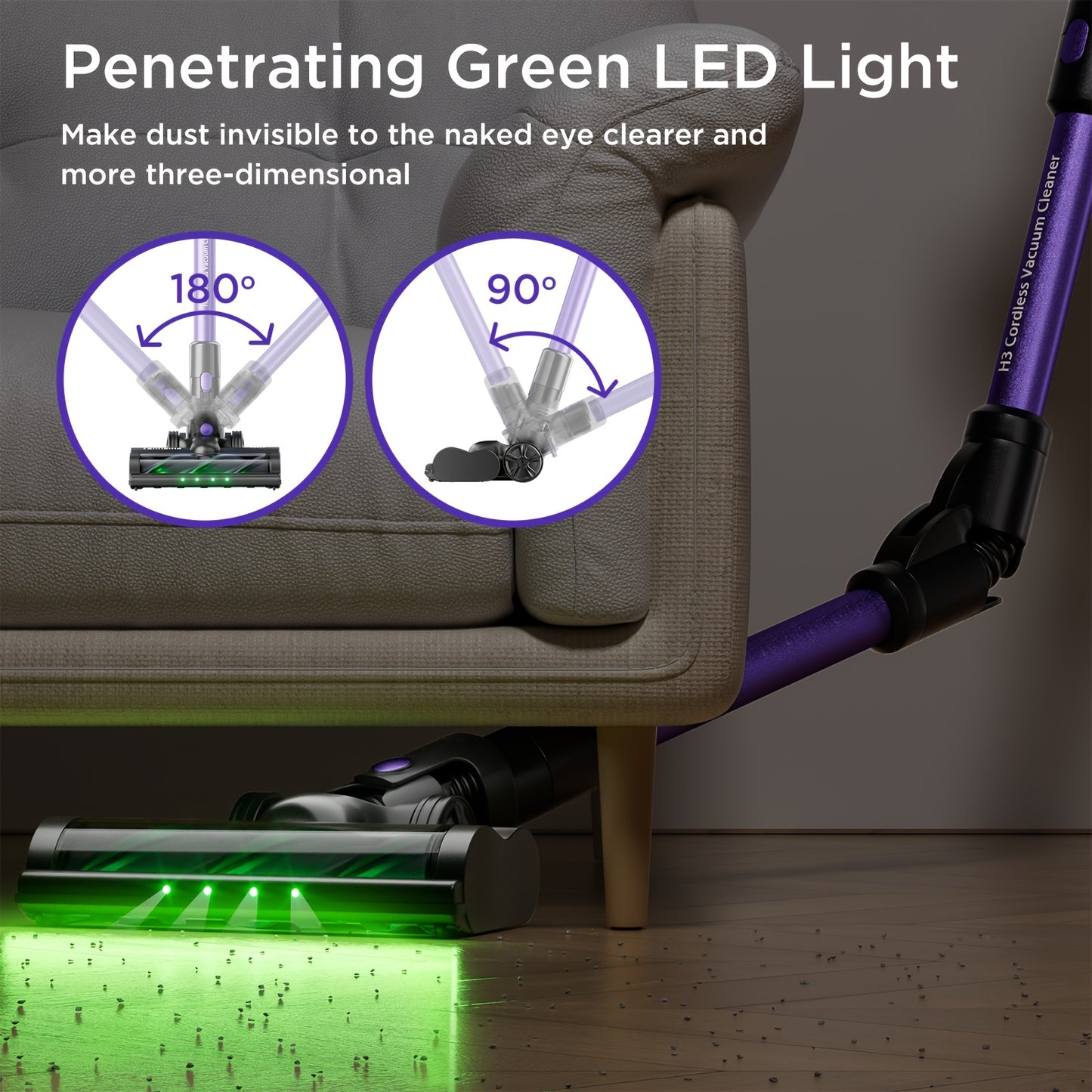 Yanhama Brushless Motor Wireless Vacuum Cleaner, Powerful Suction, Flexible Bending Design, Suitable For Sofa Crevices, Carpets, Pet Hair