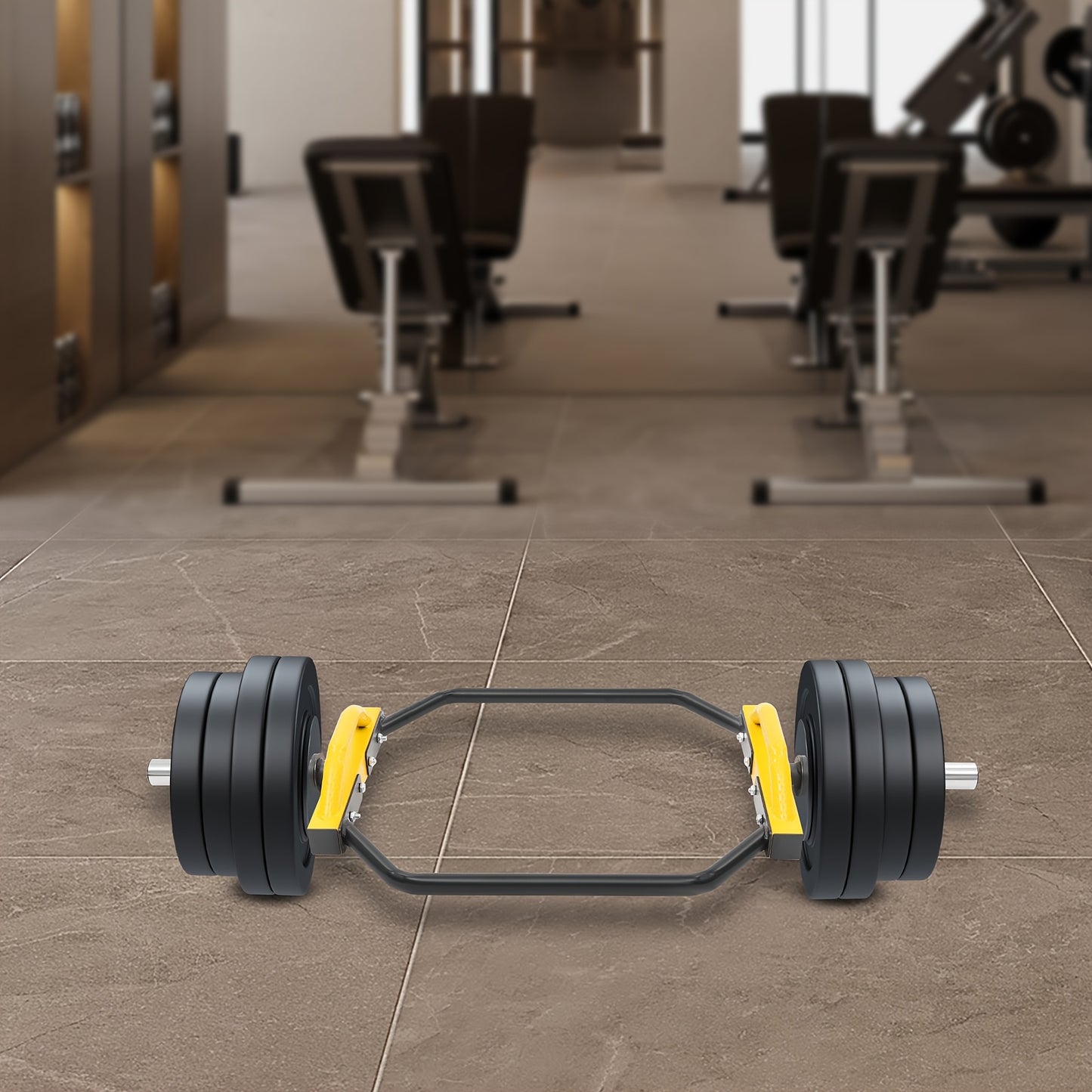 149.69KG Capacity Yellow Hex Dumbbell Bar with Spring Clip Collars, Ergonomic Non-Slip Handles - Ideal for Gym, Home & Workout Use, Personal Fitness Accessory|Secure Grip Dumbbell|Tungsten Steel Bar, Gym Accessories