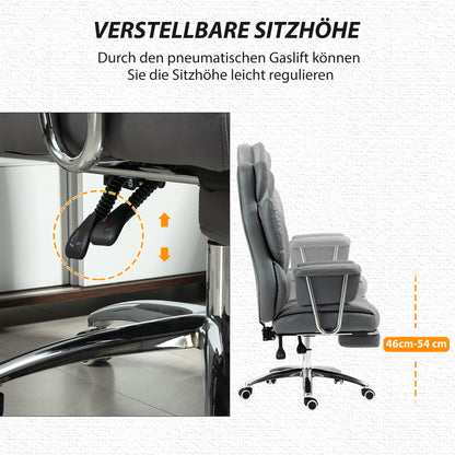 Bureaustoel – Ergonomische Stoel – Office Chair – Draaistoel – Bureau Stoel – Verstelbare Rugleuning – Uitschuifbare Voetensteun – Lichtgrijs – Max 120 kg