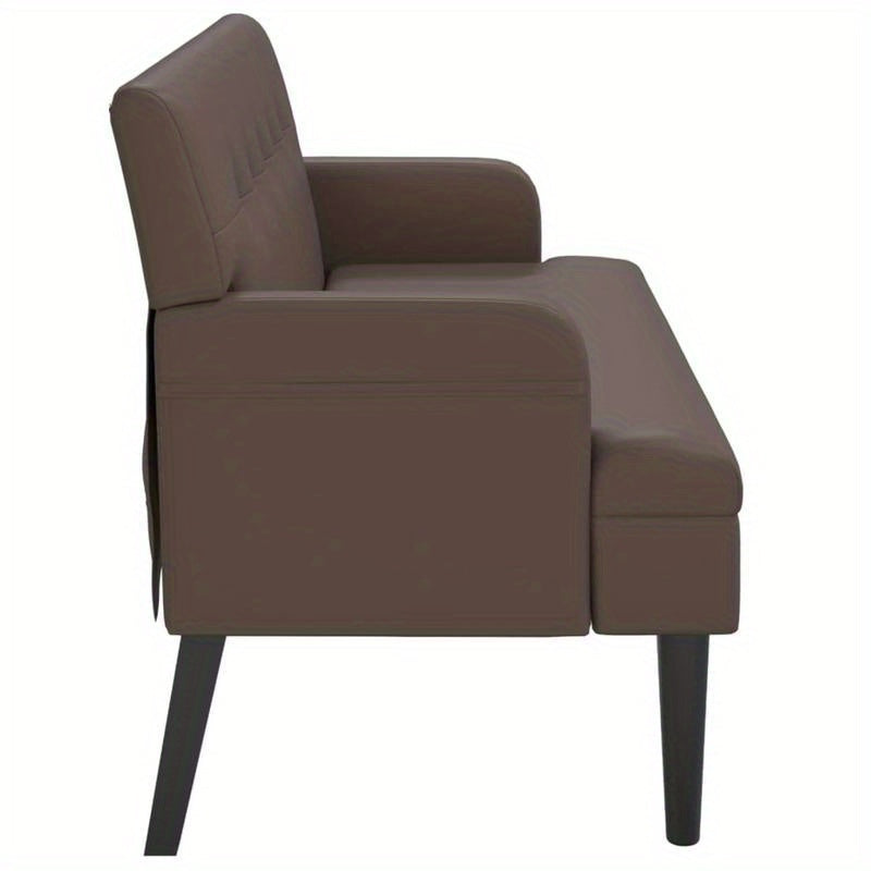 Leisure Chair – Relaxstoel – Fauteuil – Zitting Met Rugleuning – Stoel Bruin – Stevig Hardhout – Kunstleer Bekleding – Comfortabele Rugleuning – Compacte Afmetingen 112x65,5x75 cm