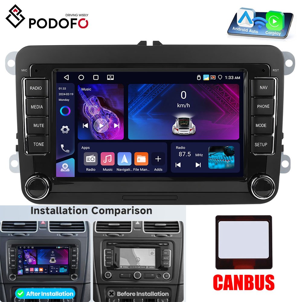 Autoradio – Autostereo – Double Din Radio – Multimedia Speler – 7 Inch HD Touchscreen – Android 15.0 Systeem – Draadloze CarPlay & Android Auto