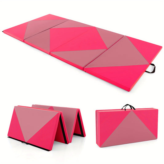 Fitnessmat – Yogamat – Trainingsmat – Pilatesmat – Workoutmat – Opvouwbaar & Compact – Zacht Geometrisch Oppervlak – Roze