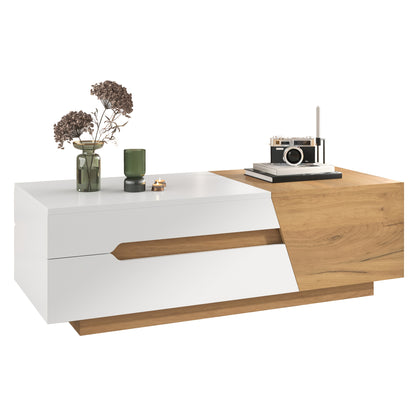 Extendable Coffee Table with Sliding Mechanism & Storage Drawers - Modern Living Room Center Table, Space-Saving Extendable Design, Heavy-Duty Metal Construction, Easy Assembly for Small Apartments, Offices, Home Offices - Co