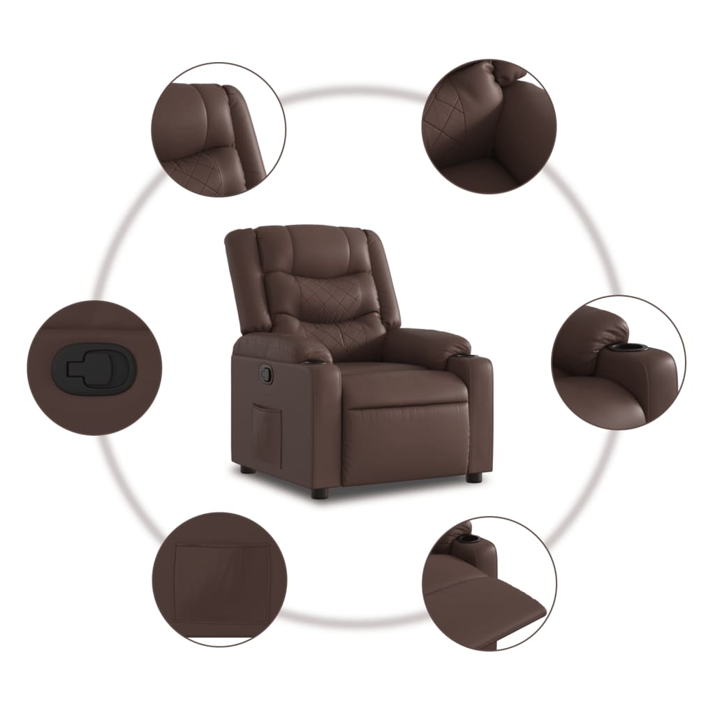 Relaxfauteuil – Verstelbare Stoel – Elektrische Fauteuil – Relaxstoel – Manueel Verstelbaar – Kunstleder Bekleding – 135 Graden Kantelbaar