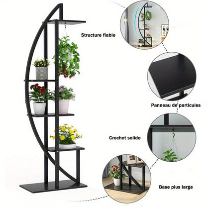 Plantenrek – Plantenstandaard – Plantenhouder – Plantentafel – Plantenetagère – 5 Lagen – Metalen Stevige Constructie – Modern Ovaal Design – Geschikt Voor Binnen & Buiten – Set Van 2