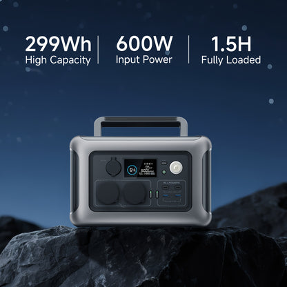 Power Station – Draagbare Accu – Mobiele Generator – Outdoor Energievoorziening – Noodstroomvoorziening – 299Wh LiFePO4 Batterij – 600W Continu Vermogen Met Snelladen