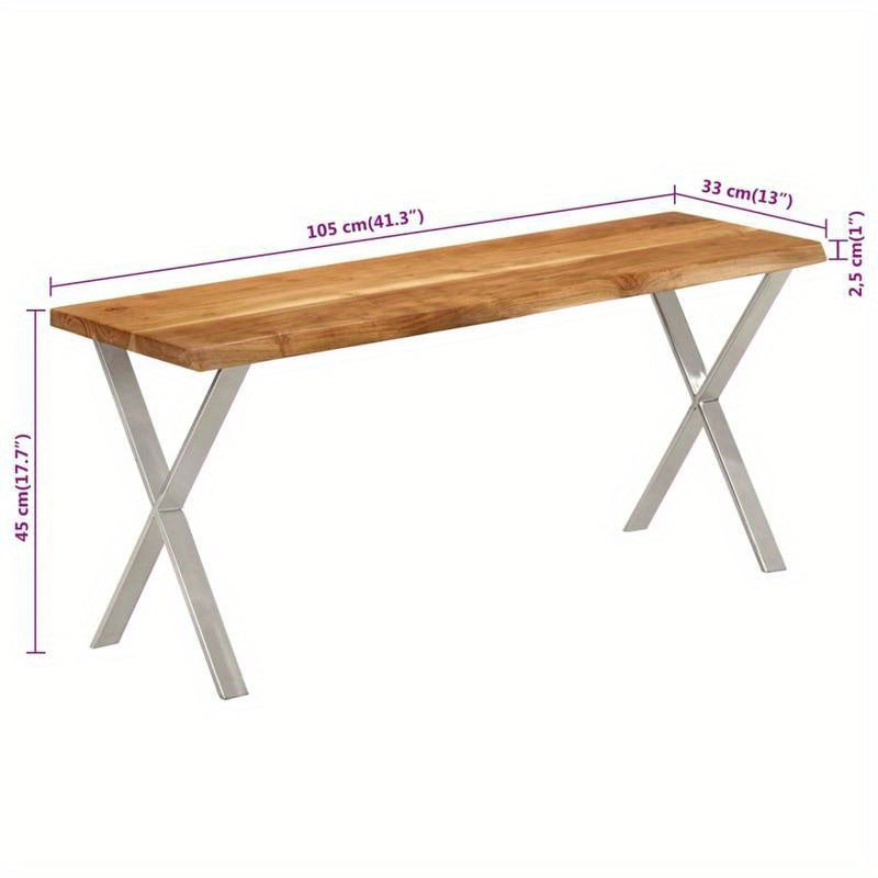 Bench with a Natural Edge, 105 Cm, Made of Solid Acacia Wood. This Bench Is Ideal As a Shoe Stool in Your Hallway Or As a Storage Stool in Your Living Room.