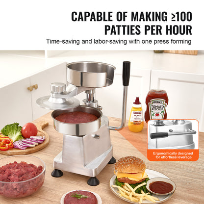 Hamburgerpers – Burger Maker – Patty Vormer – Vlees Burger Pers – Hamburger Maker – 3 Maten (10/13/15 cm) – Geanodiseerd Aluminium & RVS – Instelbare Dikte