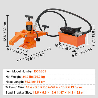 Hydraulische Bead Breaker – Bandenbreker – Tire Bead Tool – Velgverwijderaar – Bandenlosser – 10.000 PSI Kracht – Duurzaam Q235B Staal – Oranje