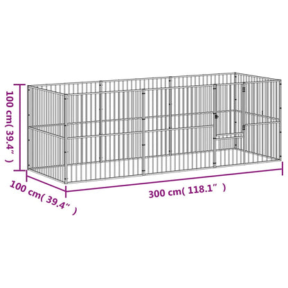 Dierenren – Hondenren – Puppyren – Konijnenren – Dierenkooi – 300x100x100 cm – Robuust Gegalvaniseerd Staal – Semi-Open Bovenkant Met Gemakkelijke Toegang