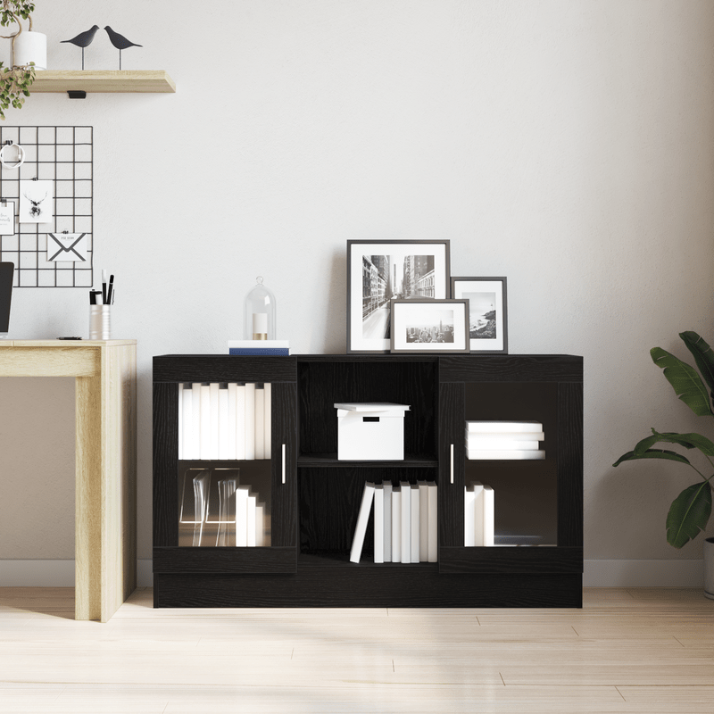 Sideboard Black Oaken 120x30.5x70cm Gemaakt van Engineered Wood Removable storage practical