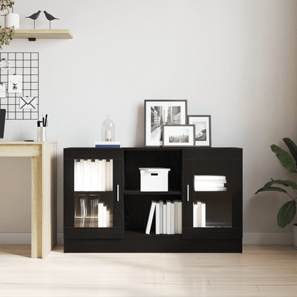 Sideboard Black Oaken 120x30.5x70cm Gemaakt van Engineered Wood Removable storage practical