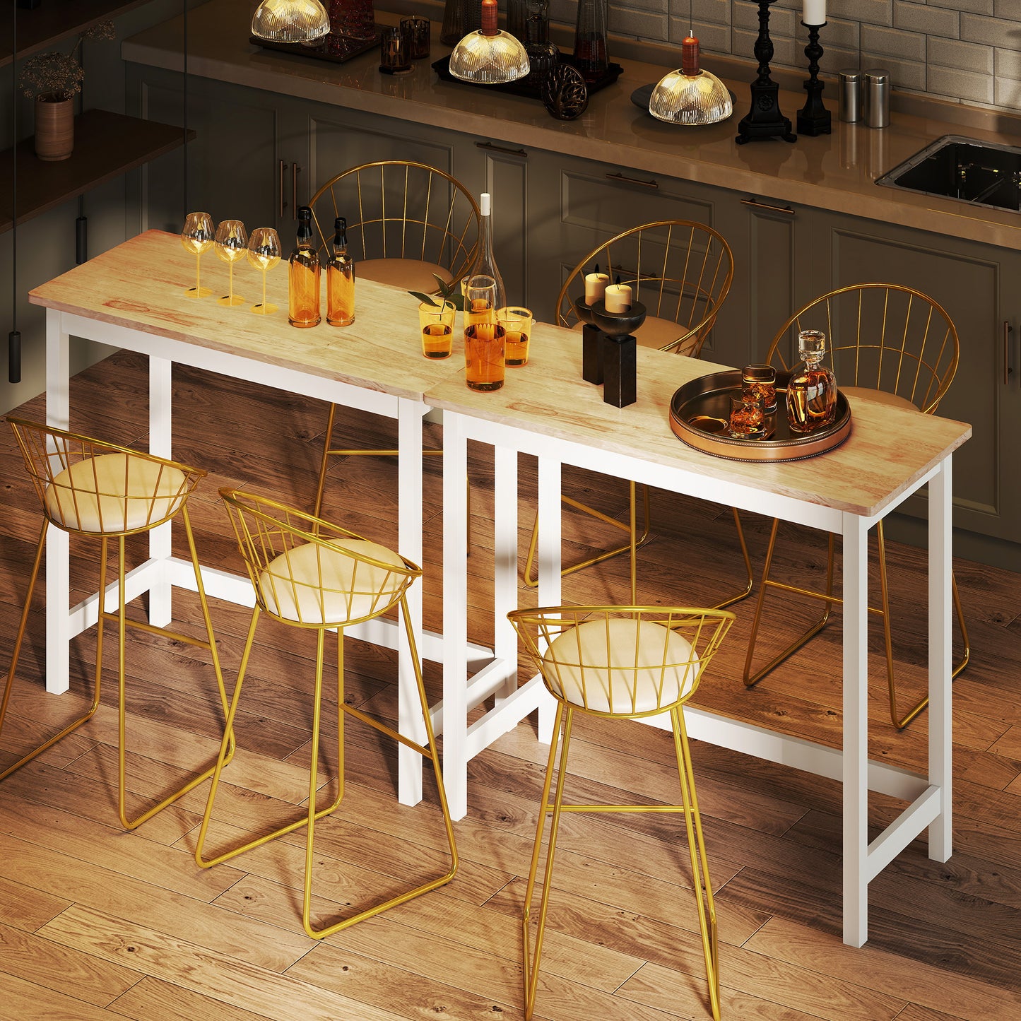 Koffietafel – Salontafel – Bijzettafel – Tafel – Compacte Tafel – Eikenlook – Wit Onderstel – Compact Formaat voor Kleine Ruimtes – Stevige Constructie