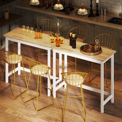 Koffietafel – Salontafel – Bijzettafel – Tafel – Compacte Tafel – Eikenlook – Wit Onderstel – Compact Formaat voor Kleine Ruimtes – Stevige Constructie