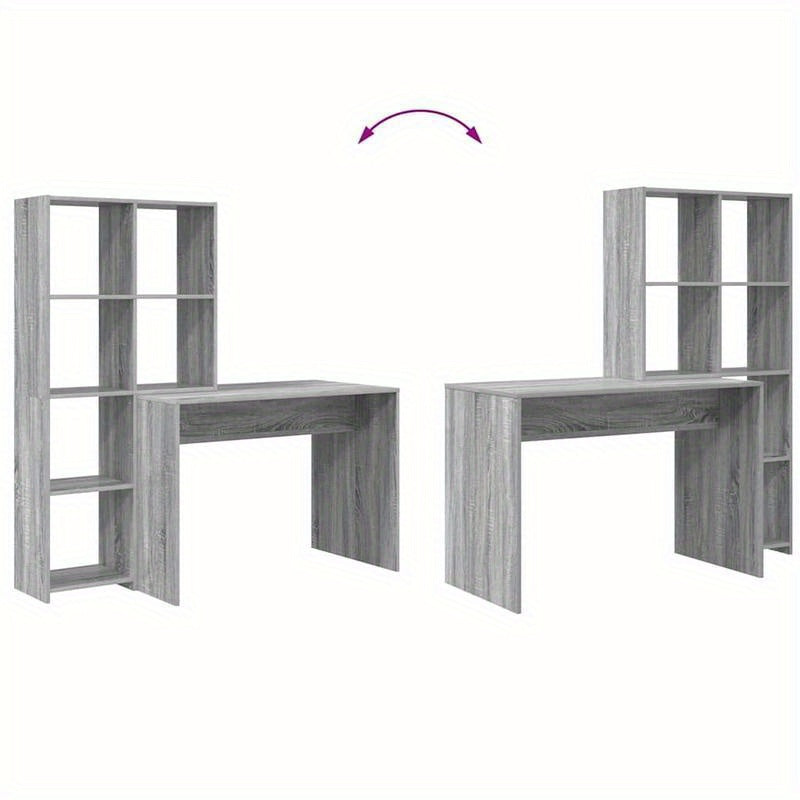 Bureau – Werkplek – Schrijftafel – Computertafel – Opbergbureau – Modern Minimalistisch – Compact – Grijs Spaanplaat – Met Laden en Planken – Duurzaam en Onderhoudsvriendelijk