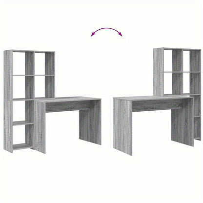 Bureau – Werkplek – Schrijftafel – Computertafel – Opbergbureau – Modern Minimalistisch – Compact – Grijs Spaanplaat – Met Laden en Planken – Duurzaam en Onderhoudsvriendelijk