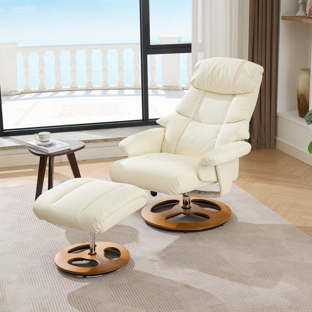 Draaifauteuil – Relaxfauteuil – Lounge Chair – Schommelstoel – Fauteuil Beige – 360° Draaibaar – Onderhoudsvriendelijke Stof